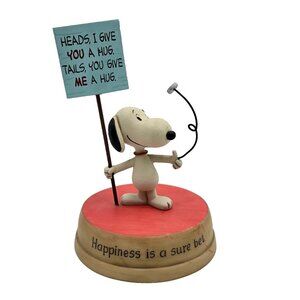 Hallmark Peanuts Gallery Heads Or Tails Hug Snoopy Figurine Coin Toss Hand Paint